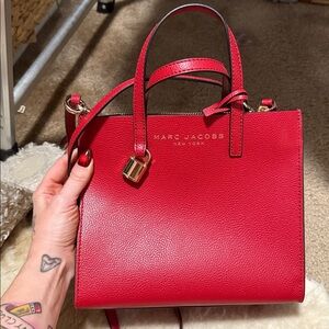 Marc Jacobs Red Leather Purse with Gold Accents